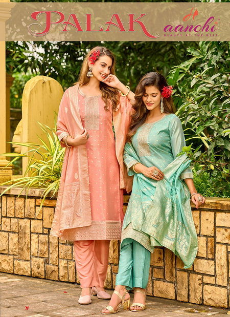 Palak By Aanchi Tissue Butti Kurti With Bottom Dupatta Wholesale Price In Surat
